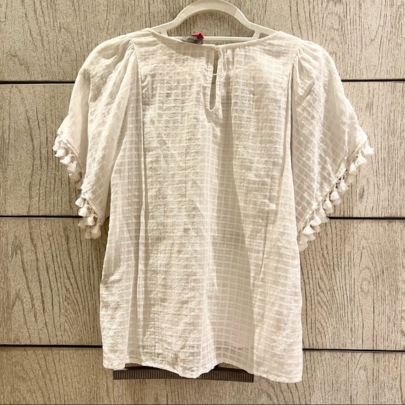 Vince Camuto - White Blouse with Tassels on Sleeves - Picture 3 of 4